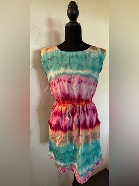 BeBop Multicolor Tie-Dye Midi Dress - Turquoise, Pink & Purple